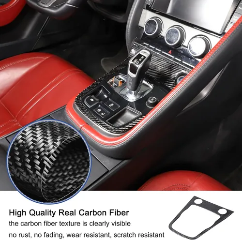 Vista 4 de Daeiclru Cubierta de fibra de carbono real para el panel de cambios del interior del automóvil, compatible con Jaguar F-TYPE 2013-2022, accesorios
