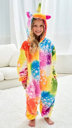 Vista 18 de Disfraz de unicornio con capucha para niñas, disfraz de una pieza para Halloween