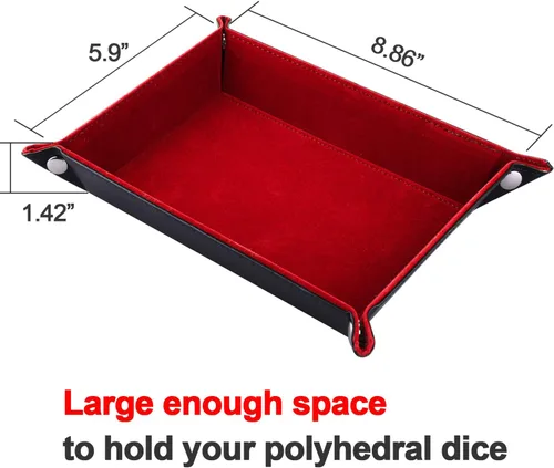 Vista 3 de SIQUK Bandeja de Dados de Doble Cara Plegable Rectangular de Cuero PU y Portadados de Terciopelo Burdeos