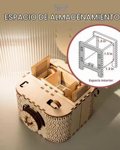 Vista 4 de ROKR Rompecabezas de madera de montaje 3D, kit de manualidades, divertido y creativo, caja de tesoros, rompecabezas de cerebro, kits de construcción