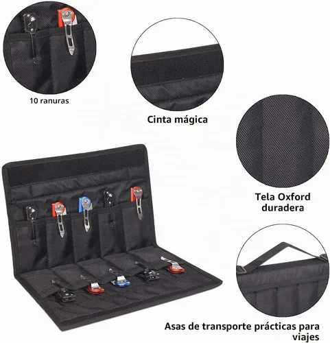 Vista 3 de Estuche de exhibición de cuchillos para 10 cuchillos de bolsillo, organizador de almacenamiento de cuchillos plegable, bolsa de colección