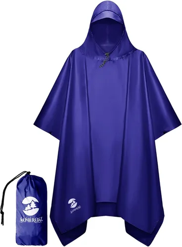 Vista 19 de SaphiRose Poncho de lluvia con capucha, impermeable, para hombres, mujeres y adultos Algas Azul 1 Pack