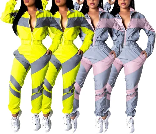 Vista 2 de Ophestin Conjunto de 2 piezas para mujer de manga larga rompevientos