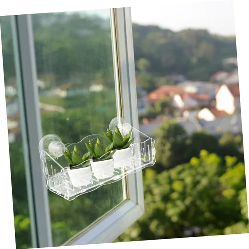 Vista 4 de Abaodam Macetas Soporte de acrílico transparente para alféizar de ventana Extensor de alféizar de ventana Soportes para bonsái para el hogar