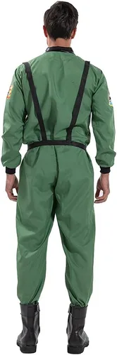 Vista 4 de EraSpooky Disfraz de astronauta para hombre, disfraz de Halloween para adultos, tallas XS-XL, para fiesta de disfraces y cosplay, color naranja