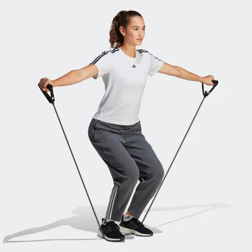Vista 4 de adidas Camiseta de 3 rayas para mujer, talla grande, Aeroready Training Essentials