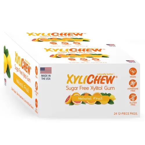Vista 12 de Xylichew Goma de mascar 100% xilitol sin OMG, sin aspartamo, sin gluten y sin azúcar, cuidado bucal natural, alivia el mal aliento y la boca seca