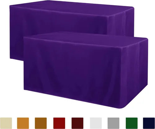Vista 13 de Obstal Paquete de 2 manteles negros ajustables para mesas rectangulares de 4 pies, resistente al agua, lavable, tela de poliéster