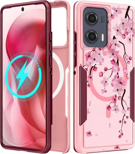Vista 65 de Funda para Moto G 5G 2024 – Compatible con MagSafe para mujeres y niñas, bonita funda protectora magnética para teléfono, diseño femenino Kawaii