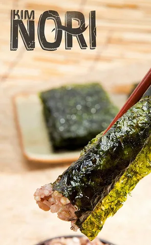 Vista 6 de KIMNORI Hojas de bocadillos de algas marinas sazonadas – Sabor dulce y picante con sal marina orgánica 24 paquetes individuales tostados crujientes
