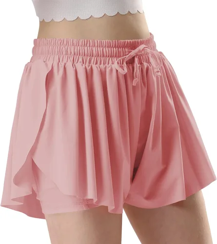 Vista 3 de Pantalones cortos fluidos con diseño de mariposa para niñas, pantalones cortos deportivos para niñas, pantalones cortos de mariposa para niños