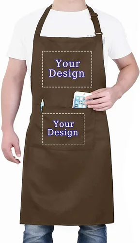 Vista 7 de BeautyWill Delantal personalizado personalizado para hombres y mujeres, delantal de cocina personalizado con bolsillos, nombre, texto, logotipo