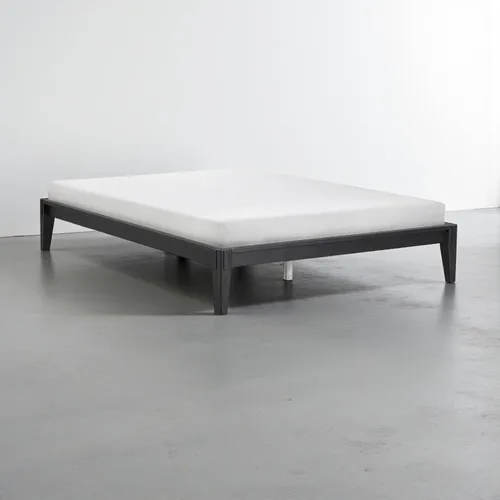 Vista 8 de NTC Bastidores de cama Sapa con cabecero y sin cabecero (sin cabecero, negro quemado, matrimonial)