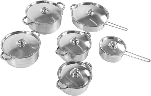 Vista 2 de Tnfeeon 6Pcs Stainless Steel Cookware Set, Cookware Sets Skillet Sauce Pot Kitchen Induction Stockpot Includes Frying Pan, Saucepan, for Home