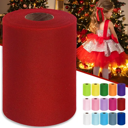 Vista 32 de Rollos de tela de tul verde ácido de 6 pulgadas por 100 yardas (300 pies) Cinta de tul para tutú, falda, envoltorio de regalo, decoración de boda
