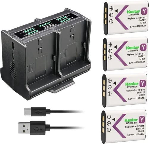 Vista 8 de Kastar Cargador de batería cuádruple compatible con batería Ricoh DB-80 DB80, cargador BJ-8 BJ8, cámara digital Ricoh R50, batería Sanyo DB-L70