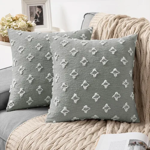 Vista 16 de MIULEE Juego de 2 fundas de almohada decorativas de jacquard rómbico, funda de cojín cuadrada suave para sofá, cama, dormitorio, sala de estar, 16 x