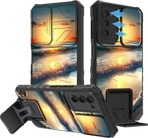 Vista 68 de Funda para Samsung Galaxy A13 5G/4G/A04S, Galaxy A13 5G con cubierta de cámara deslizante, funda de doble capa integrada con función atril