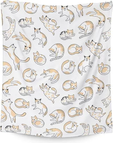 Vista 19 de Manta de gato para niños, tamaño de regazo de 30 x 40 pulgadas, manta de felpa suave y peluda para regalo, manta negra de dibujos animados