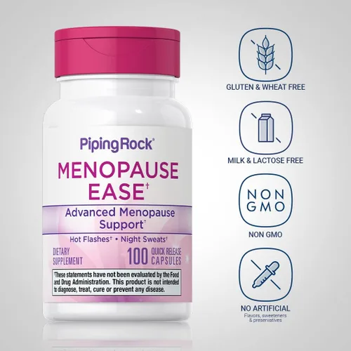 Vista 3 de Piping Rock Suplemento para aliviar la menopausia 100 cápsulas Soporte avanzado para mujeres con cohosh negro y ñame silvestre Sin OMG, sin