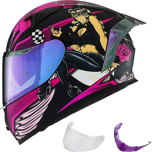 Vista 10 de ILM - Casco completo de motocicleta con Pinlock compatible con viseras y aletas transparentes y tintadas, casco para Street Bike y Motocross
