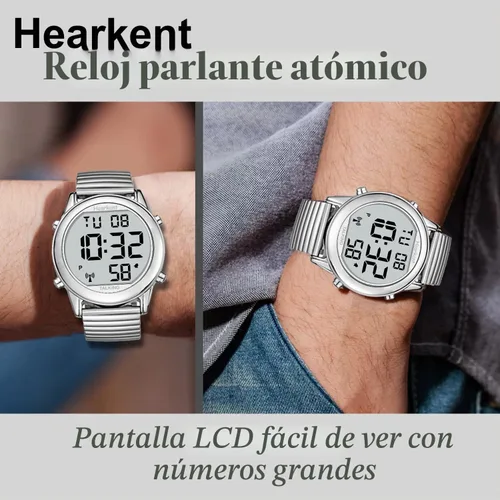 Vista 8 de Hearkent Reloj parlante digital grande para personas mayores ciegas con Plateado