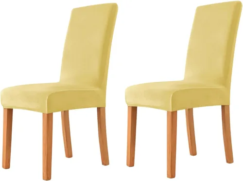 Vista 53 de Velvet Chair Covers Beige Gray, Stretch Dining Room Chair Covers 2 Pack, Super Fit Dining Chairs Slipcovers Spandex Washable Kitchen Parson Chair