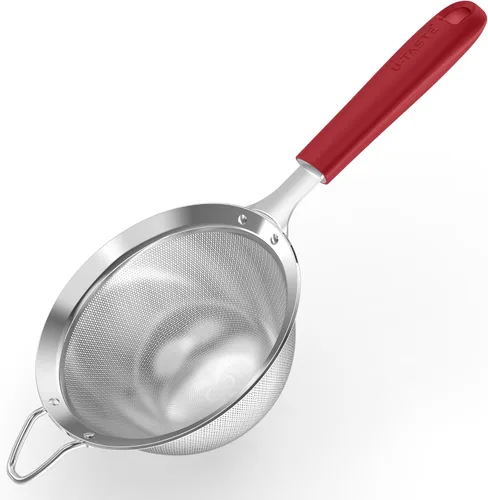 Vista 12 de U-Taste Colador de Malla Fina Pequeño: Acero Inoxidable 18/8 de 3.35 pulgadas, Tamiz de Cocina para Alimentos de 30 Mallas con Mango de Silicona