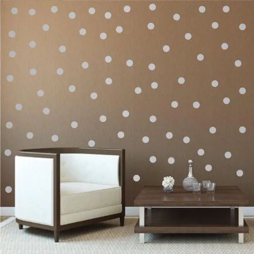 Vista 3 de Adhesivos decorativos de vinilo para pared, diseño de círculos de lunares, fácil de despegar y pegar, adhesivos decorativos extraíbles para Plata