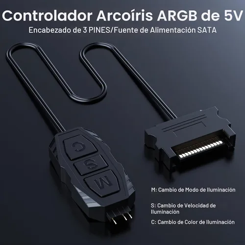Vista 4 de DS Mini ARGB Kit de controlador de ventiladores de PC con función de juego uno a uno para ventiladores RGB de carcasa de computadora, disipador