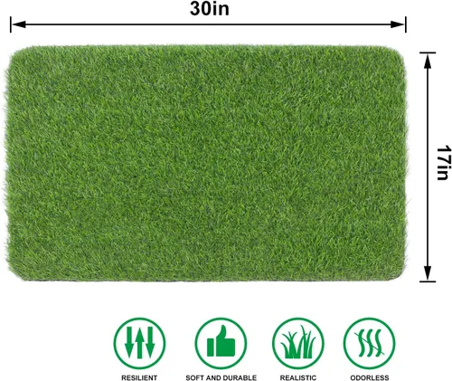 Vista 2 de Tapete de césped artificial para puerta delantera, césped para exteriores/interiores, alfombra de césped artificial realista para entrada, perro