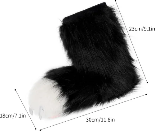 Vista 5 de hbbhml Animal Fuzzy Bear Cat Wolf Dog Fox Fursuit Feet Paw Claw Shoes Furry Boots Costume Accessories for Adult