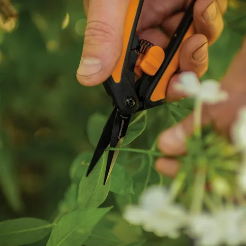 Vista 9 de Fiskars 399241-1002 Tijeras de podar con micro puntas, cuchillas antiadherentes, 2 unidades, naranja
