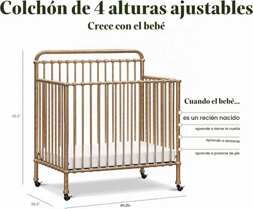 Vista 3 de NAMESAKE Winston Mini cuna convertible 4 en 1, oro vintage, 60 libras Dorado (vintage gold)