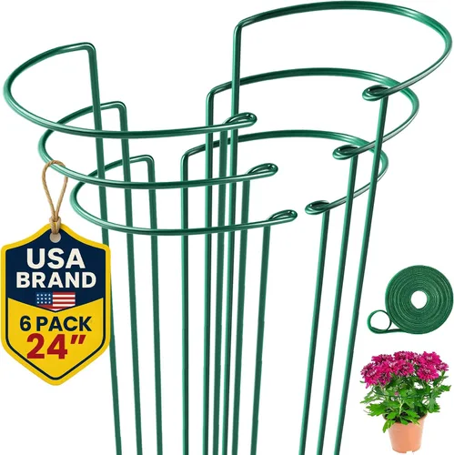Vista 8 de Estacas altas de soporte para plantas para interiores y exteriores, jaulas y soportes de peonía, anillo de jaula para plantas para flores en maceta