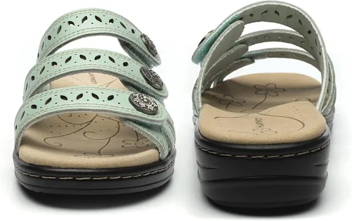 Vista 8 de Sandalias de cuero cómodas para mujer, ligeras, planas, bonitas, sin cordones, informales, para caminar