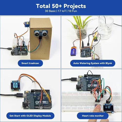 Vista 5 de SunFounder Kit de sensor definitivo con Arduino Uno R4 Minima, compatible con RoHS, sensores duraderos IoT ESP8266 IIC LCD1602 OLED, tutoriales