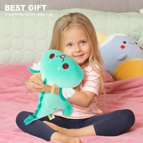 Vista 2 de Onsoyours Peluche de dragón gordito, adorable almohada de felpa suave para abrazar, lindo juguete de peluche Kawaii para niños