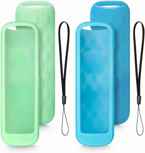 Vista 8 de Funda protectora de silicona para Roku, compatible con todos los controles remotos de TV Roku que brilla en la oscuridad, color azul y verde