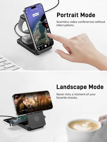 Vista 6 de Cargador inalámbrico para Apple, estación de carga plegable 3 en 1