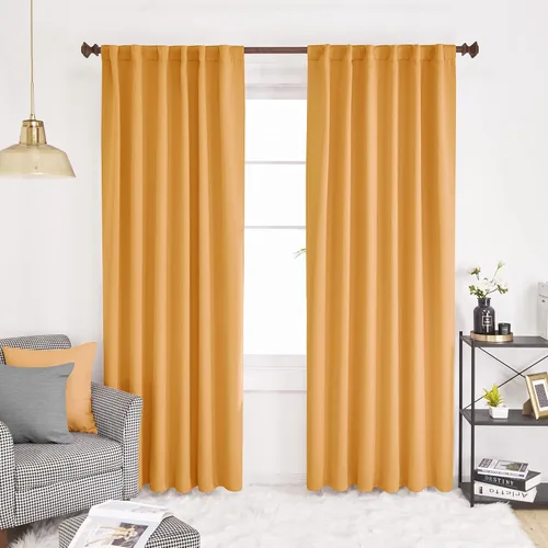 Vista 17 de KEMCO Cortinas opacas con pestaña trasera y bolsillo para barra, cortinas opacas con aislamiento térmico sólido para sala de estar, dormitorio