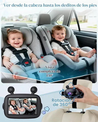 Vista 4 de Cámara HD 1080P de visión diurna y nocturna para bebé, fácil de instalar, cámara de asiento de coche de gran angular de 150° para visión completa