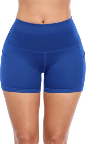 Vista 3 de CADMUS - Pantalones cortos deportivos de tiro alto para mujer, para yoga, acondicionamiento físico y correr, con bolsillos profundos