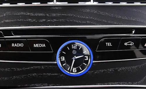Vista 7 de iJDMTOY Anillo decorativo de aluminio azul para salpicadero interior de reloj analógico compatible con Mercedes W205 Clase C W213 Clase E X205 Clase