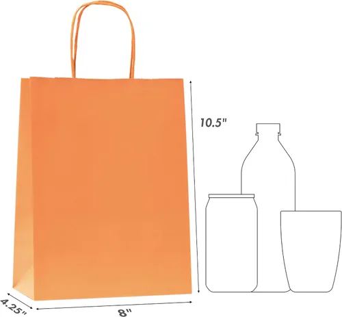 Vista 2 de Nexmint Bolsas de papel kraft de 8 x 10.5 pulgadas, bolsas de regalo con asa para cumpleaños, vacaciones, regalos, recuerdos de fiesta, venta al por