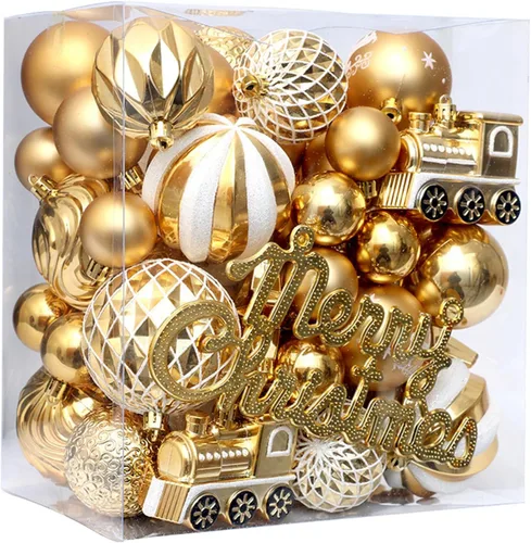 Vista 16 de MOJUN 50 adornos de bolas de Navidad para árbol de Navidad, bolas pequeñas de Navidad de plástico inastillables, juego de adornos de bolas colgantes