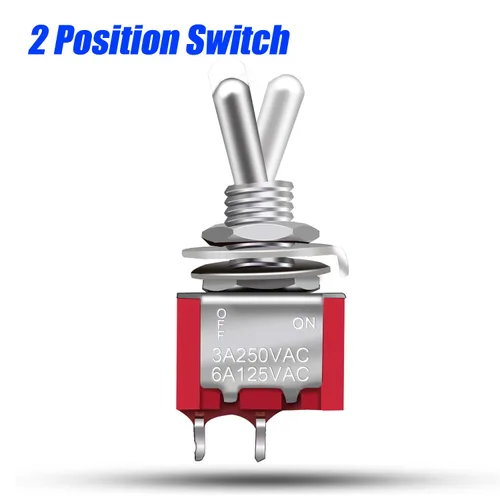 Vista 4 de Mxuteuk 8 piezas interruptor de palanca mini SPST interruptor en miniatura encendido/apagado 2 terminales 2 posiciones 6 A 125 V 3 A 250 V