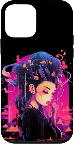 Vista 16 de iPhone 16 Japanese Geisha Retro Anime Cyberpunk Manga Synthwave Artsy Case