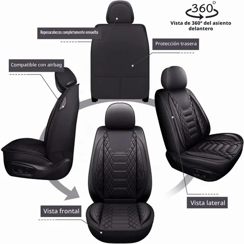 Vista 4 de FREESOO Fundas de asiento delantero de automóvil, 2 unidades, protector de cuero para asiento del conductor, compatible con bolsa de aire, ajuste
