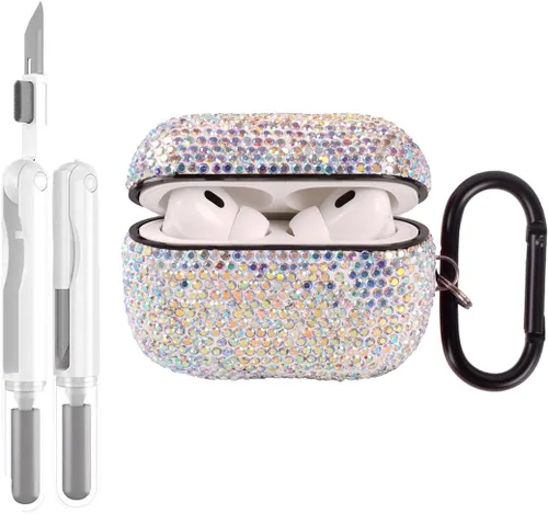 Vista 14 de Funda protectora para AirPods Pro con kit de limpieza, funda protectora de diamantes brillantes para Apple AirPod Pro de 2ª y 1ª